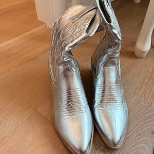 Elegant Silver Heeled Boots